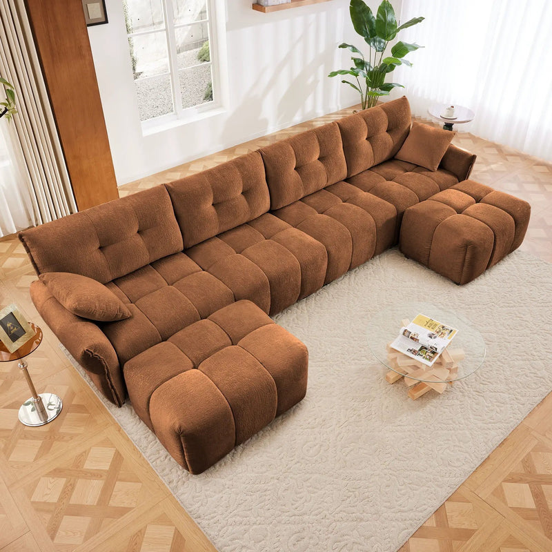 Sofa Set With Ottoman And Pillows, Textured, High Resilience Cushions by Unique Piece Furniture