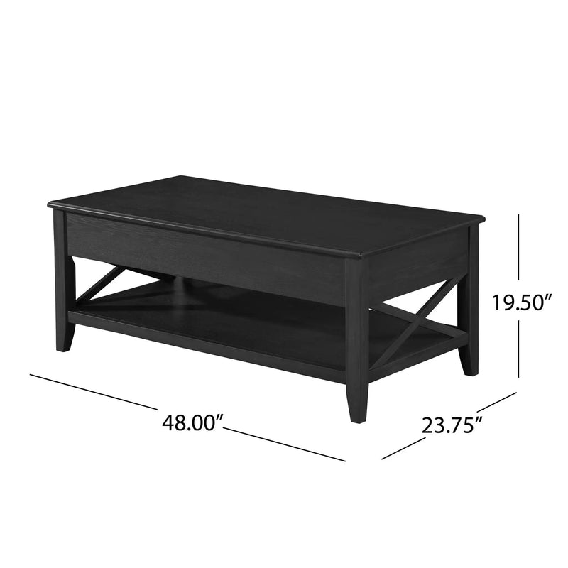 Decatur Farmhouse Lift Top Coffee Table With Storage - Black / Ash by HouseOfZazla