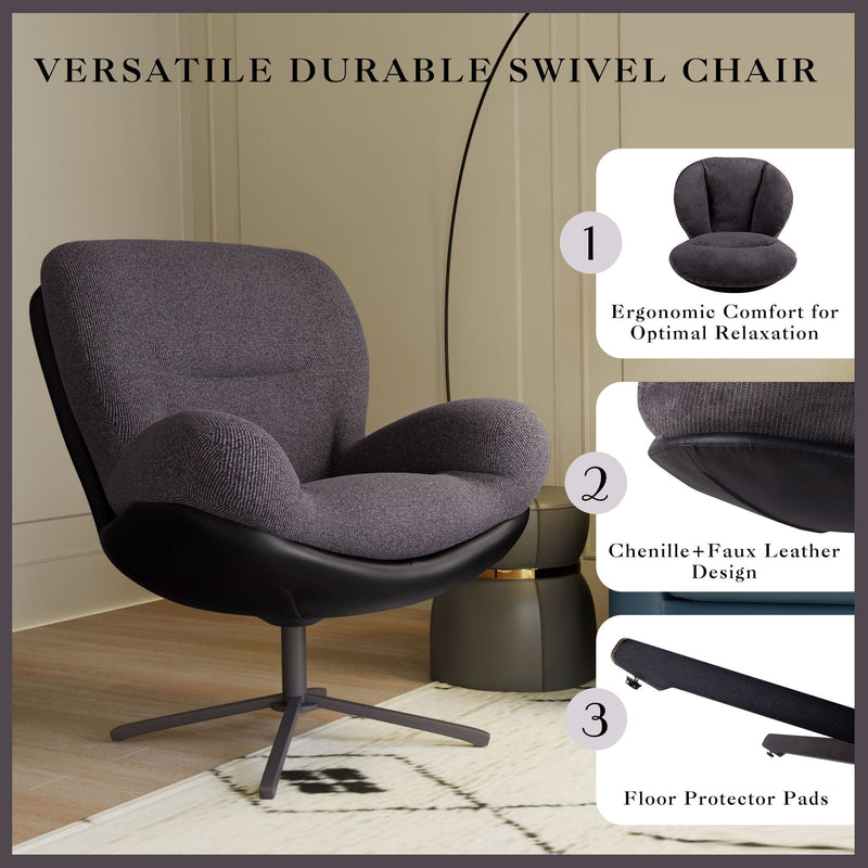 360° Swivel Office Chair, No Wheels by HouseOfZazla