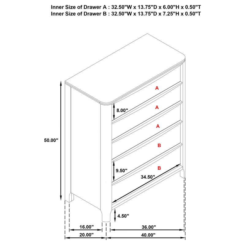 Verona - 5 Drawer Chest With - Walnut