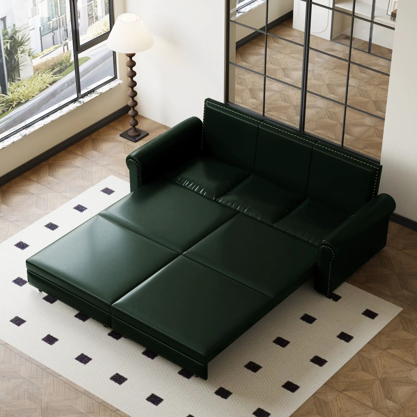 3 In 1 Convertible Sleeper Sofa With Nailhead Trim & Rolled Arm by HouseOfZazla
