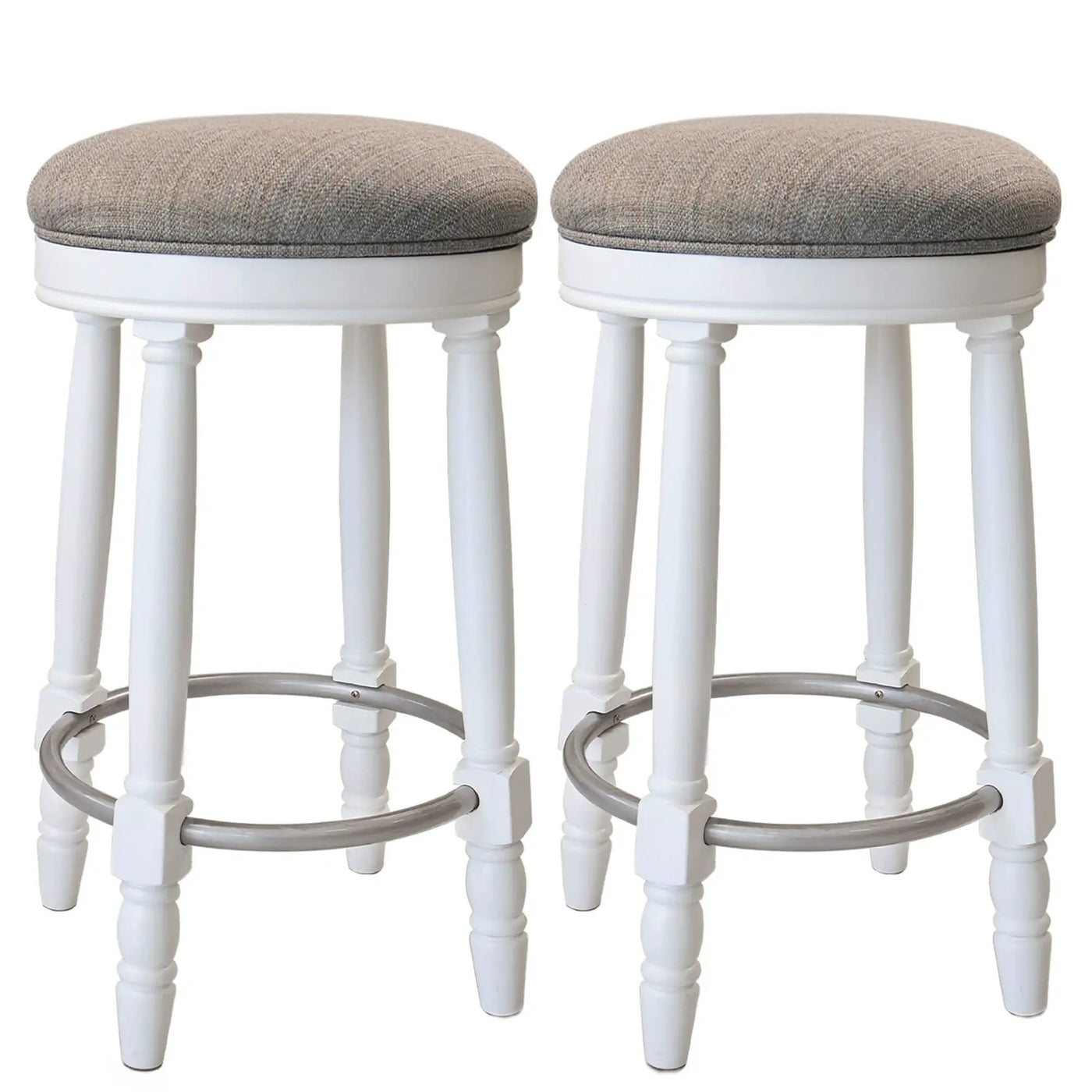 360° Swivel Wooden Barstools With Upholstered Seat, Counter Height (Set of 2) by HouseOfZazla