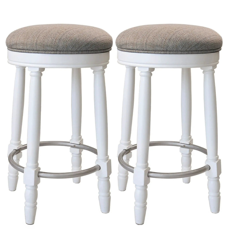 360° Swivel Wooden Barstools With Upholstered Seat, Counter Height (Set of 2) by Unique Piece Furniture