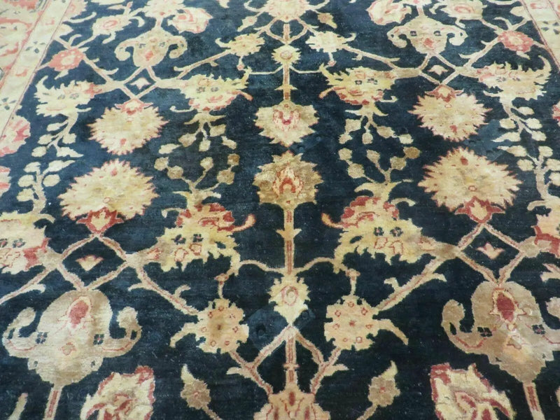 8' X 9' Handmade Pakistan Wool Cotton Rug Peshawar Black Floral Nice # 200C by Jewel Rugs