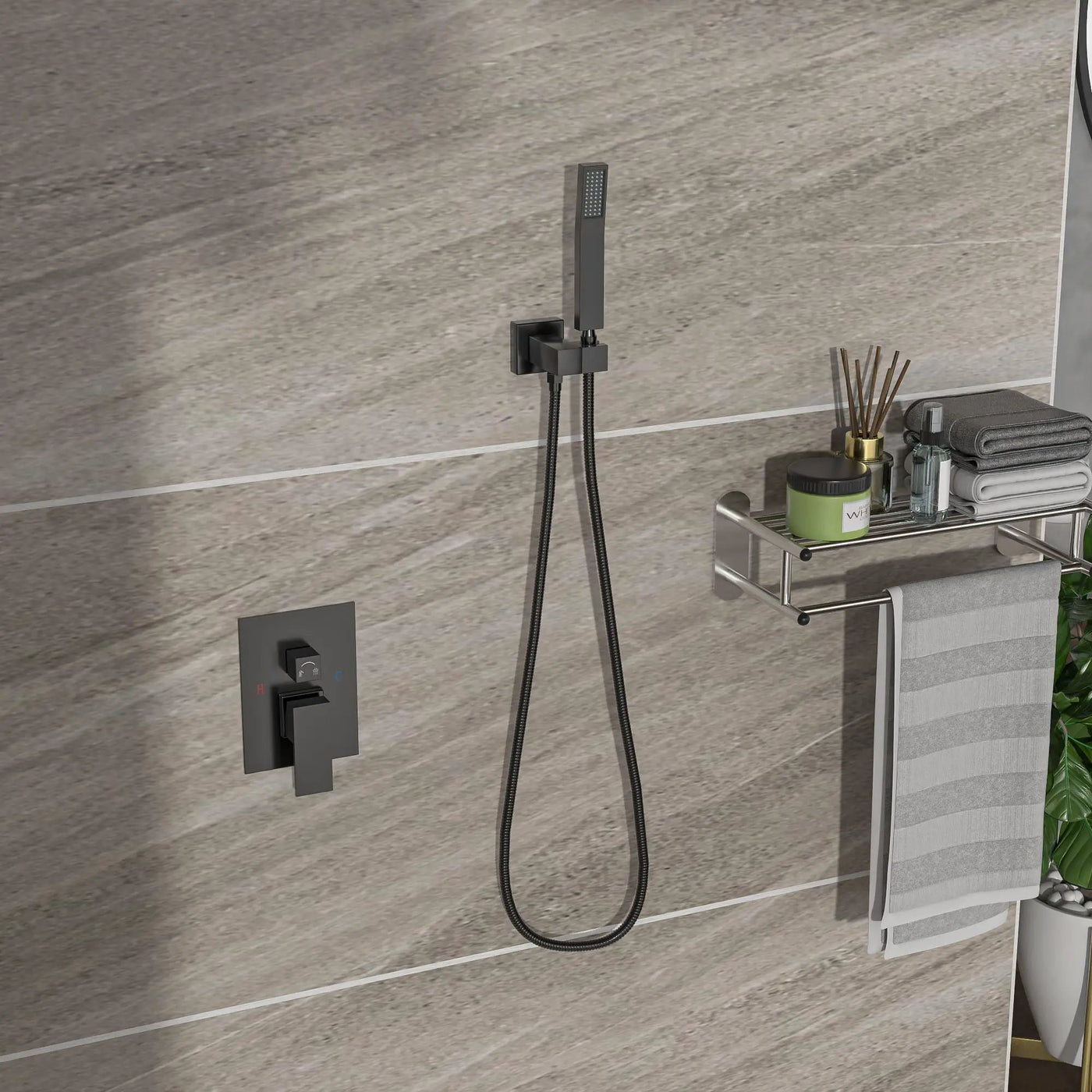 10" Square Dual Shower Head System Wall Mounted With Rough In Valve Modern Bathroom Fixture by HouseOfZazla