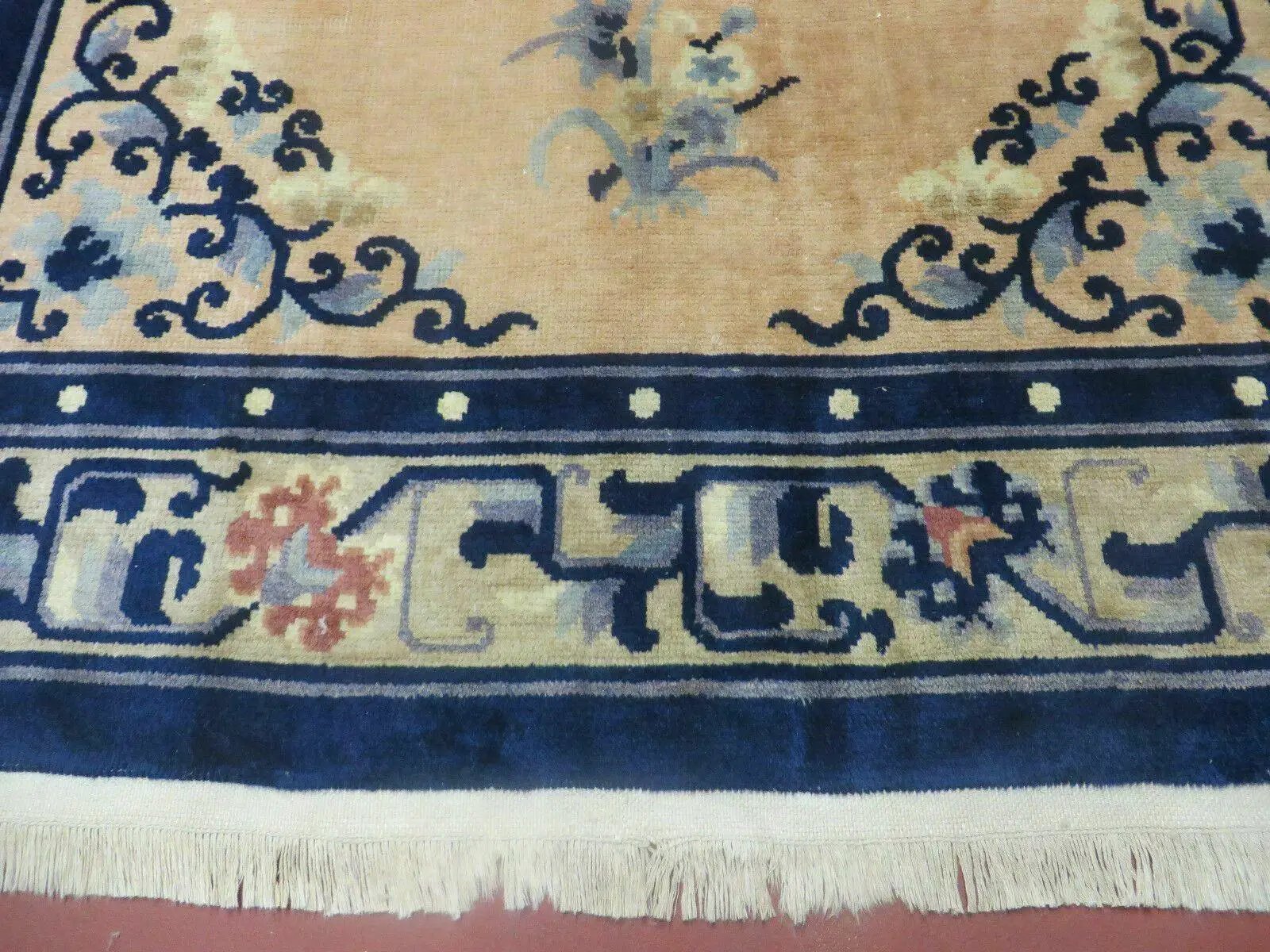 4' X 6' Antique Handmade Fine Knotted Peking Chinese Wool Rug Amiri Salmon by Jewel Rugs
