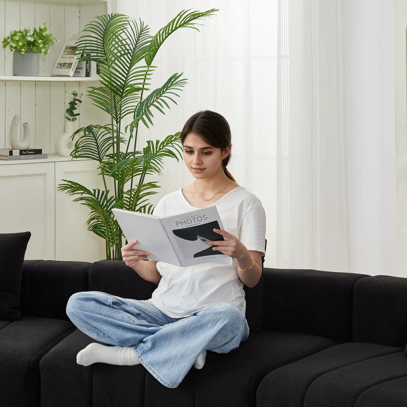Modular Sectional Sofa With 2 Pillows, Symmetrical Design by HouseOfZazla