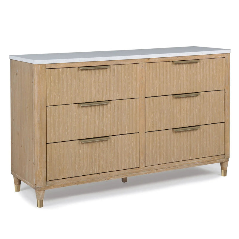 6 Drawers Dresser With Accented Hardware - Natural Wood by Unique Piece Furniture