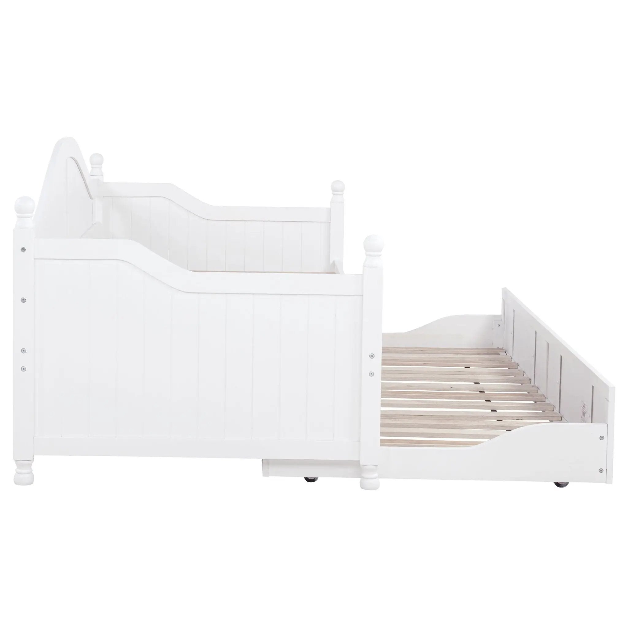Twin Daybed With Trundle Storage Bed - White