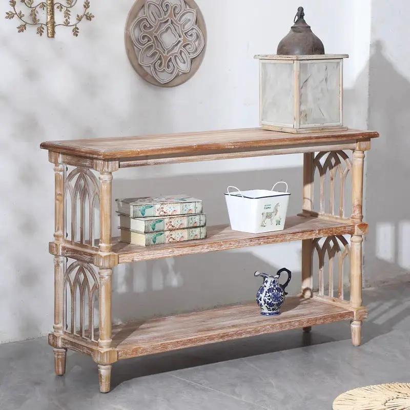 Rustic 3-Tier Console Table with Gothic-Inspired Details by HouseOfZazla