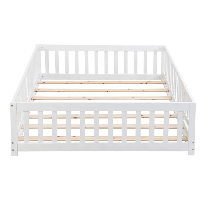 Solid Wood Floor Bed With Door And Fence For Children by HouseOfZazla