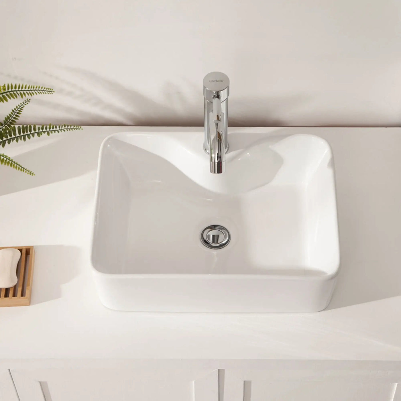Modern Ceramic Rectangular Vessel Bathroom Sink With Sleek Design by HouseOfZazla