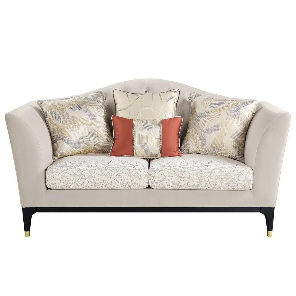Tayden - Loveseat With 4 Pillows - Beige Velvet by Unique Piece Furniture