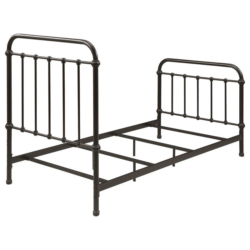 Twin Panel Bed With Ornate Design - Bronze