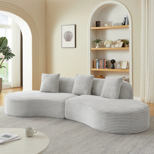Contemporary Corduroy Curved Sectional Sofa, photo 2 of 6