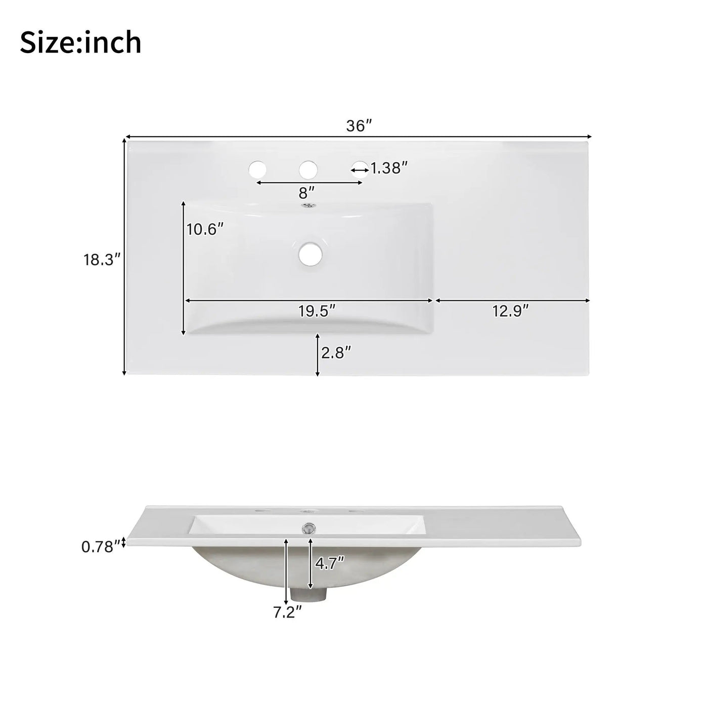 Bathroom Vanity With Sink, Soft-Close Doors, Adjustable U-Shelf, 3 Drawers by HouseOfZazla