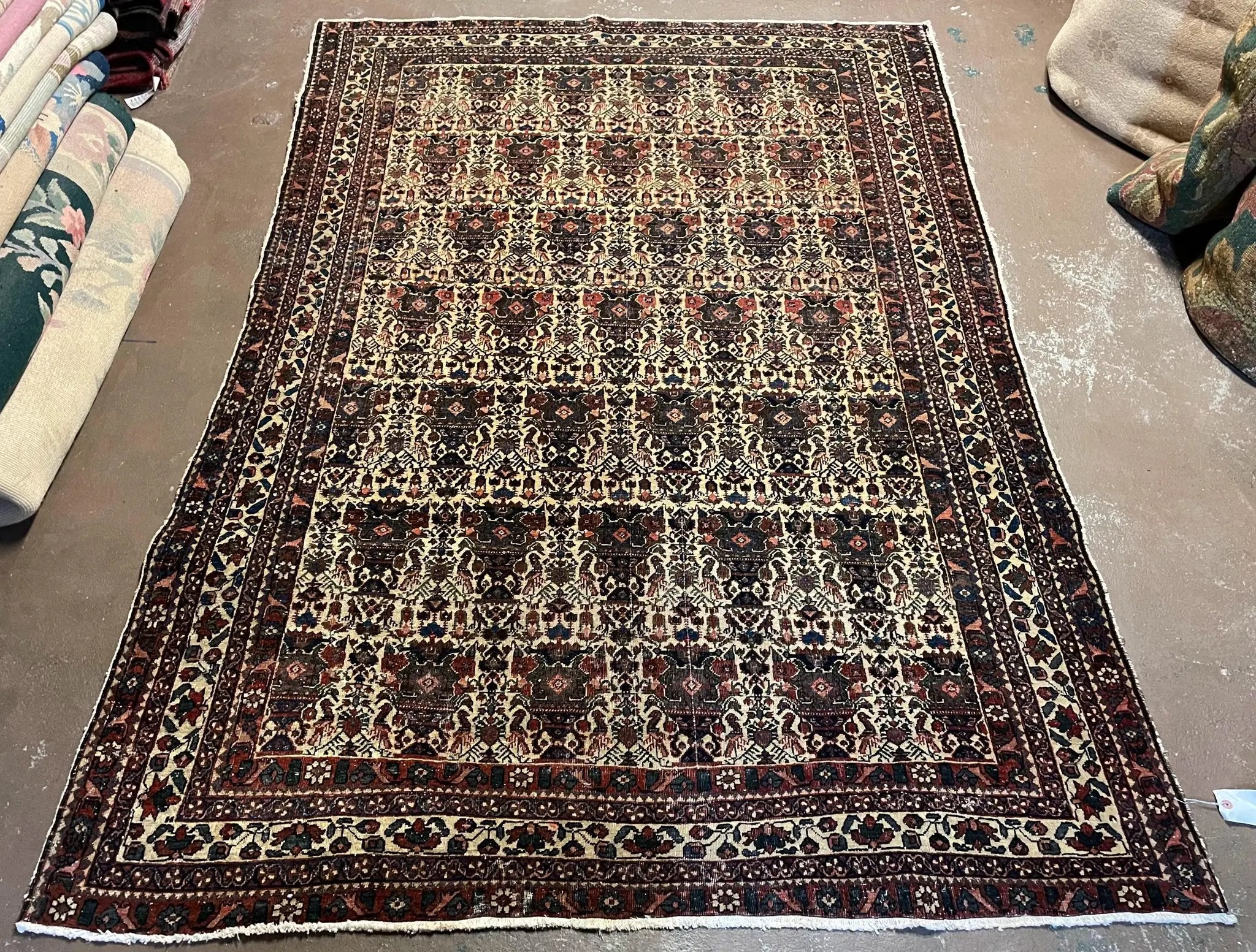古布　アンティーク　アジア Antique Persian Afshar Rug 5x7, Wool Hand Knotted Oriental Carpet 5 x