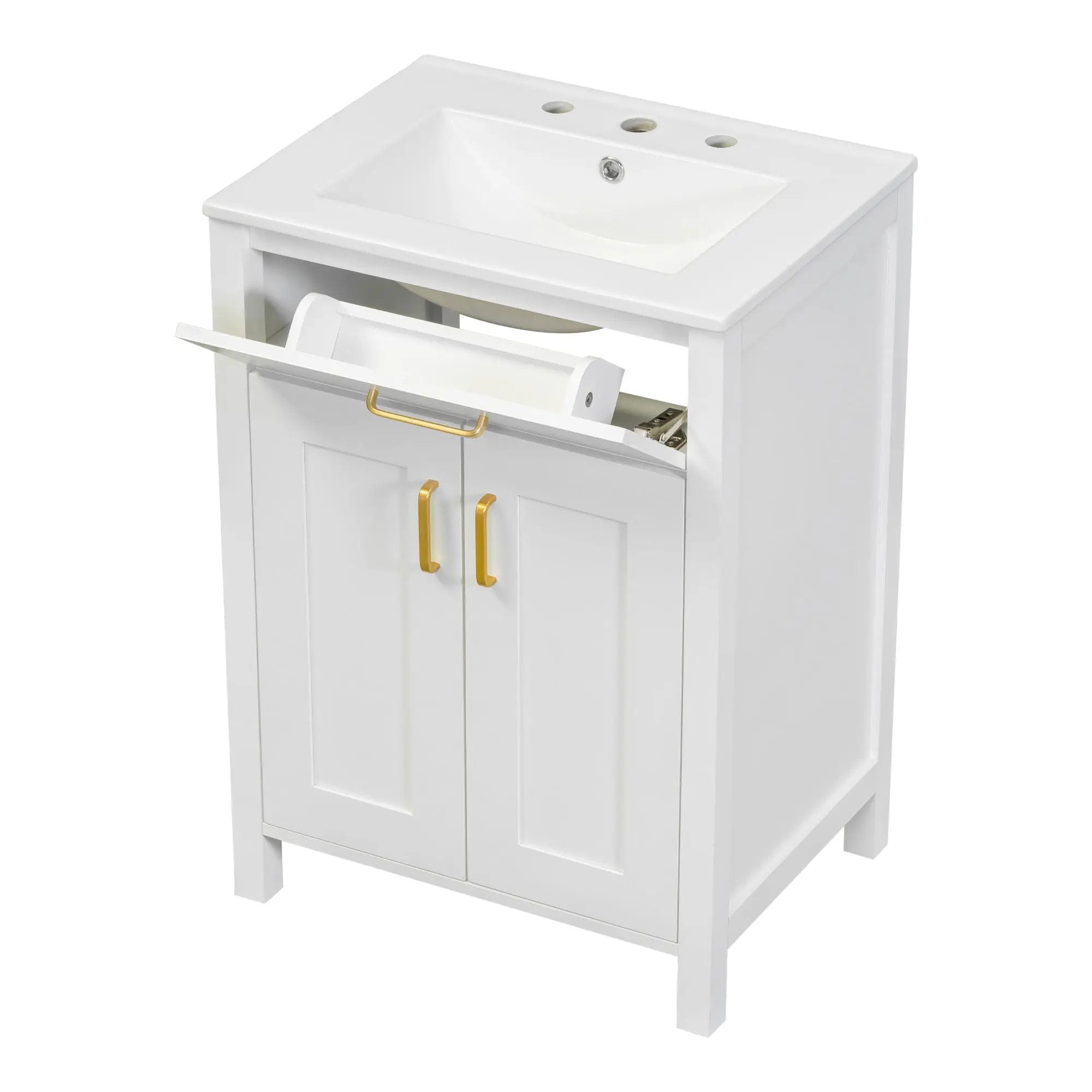 Bathroom Vanity Combo With Ceramic Sink, Luxurious Space-Saving Vanity, 2 Soft Close Doors by HouseOfZazla