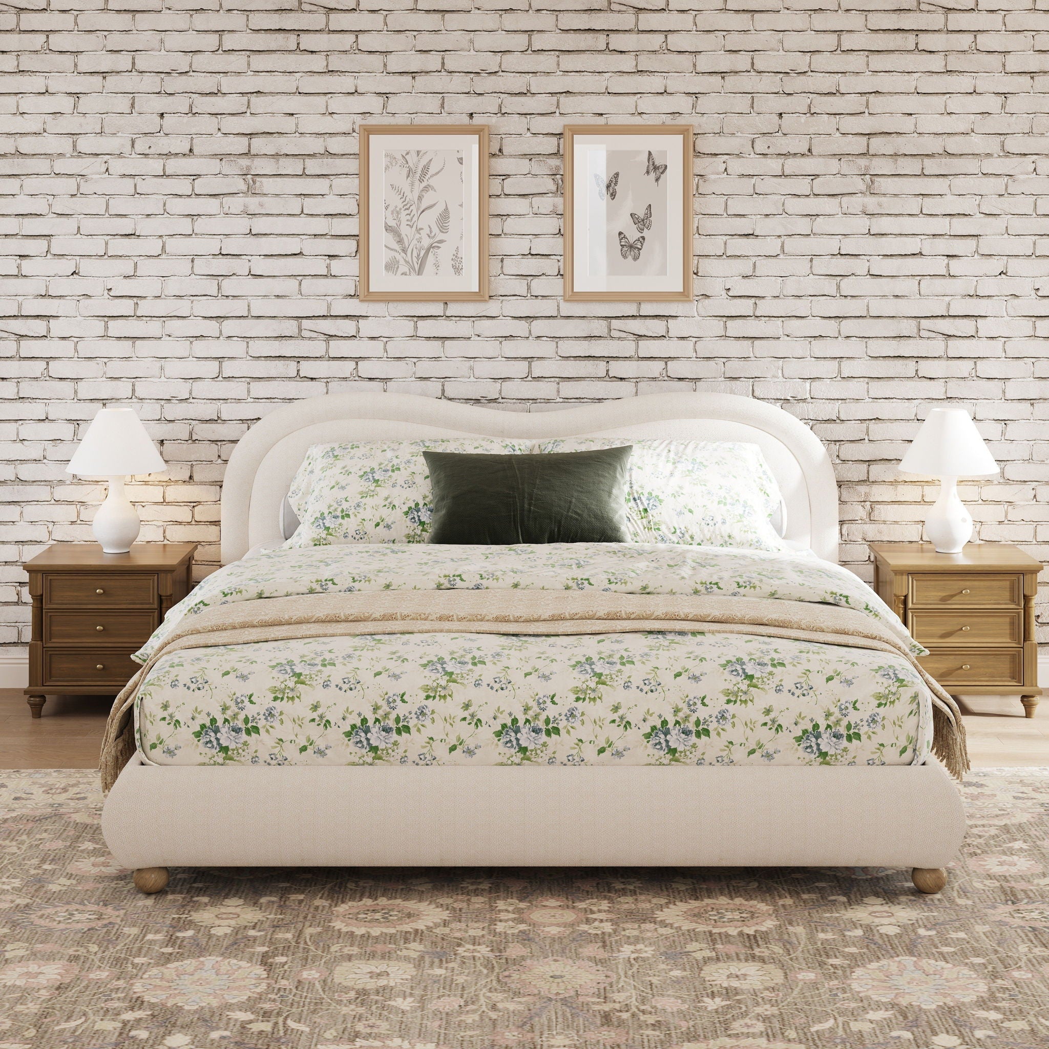Upholstered Platform Bed Frame With Curved Headboard by HouseOfZazla