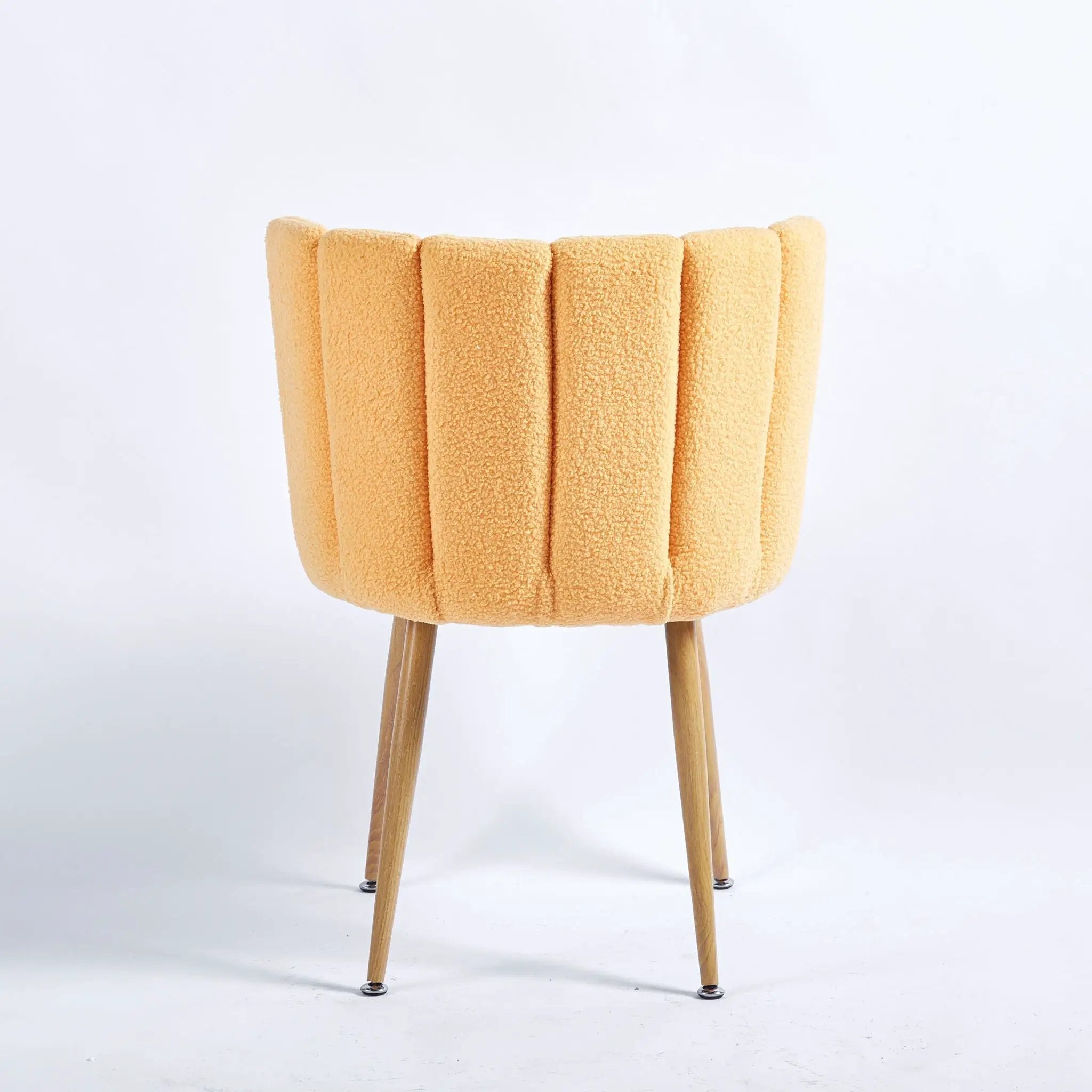 Modern Dining Chair (Set of 2) With Iron Tube Wood Color Legs, Shorthair Cushions And Comfortable Backrest, Suitable For Dining Room, Living Room, Cafe, Simple Structure by HouseOfZazla