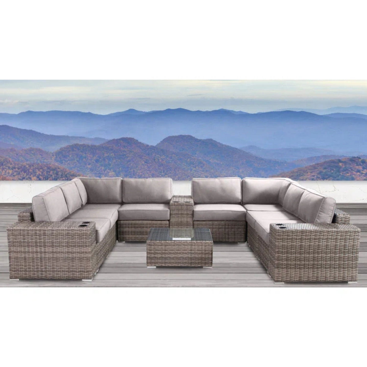 Modern Patio Rattan Sectional Set with Cushions - Multiple Set Options, photo 37 of 40