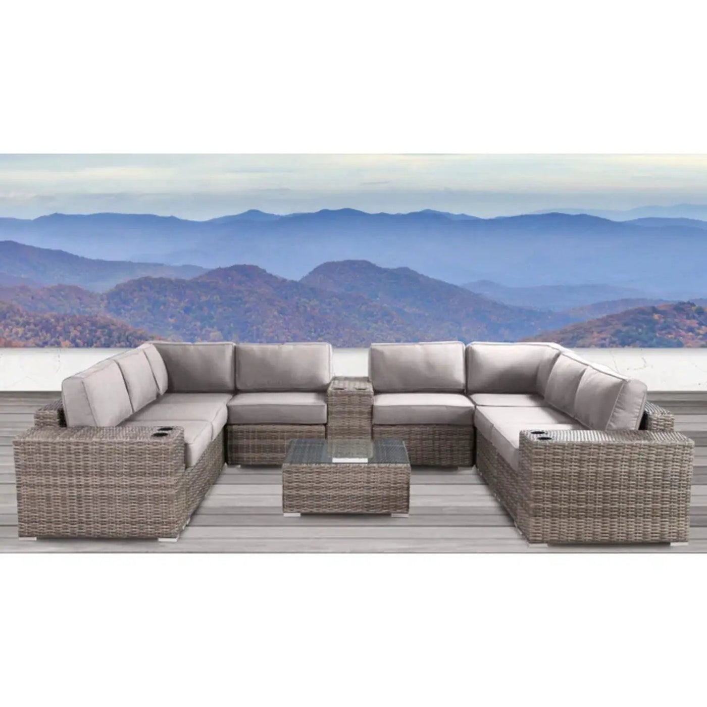 Modern Patio Rattan Sectional Set With Cushions by HouseOfZazla