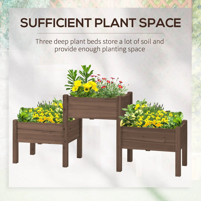 Outsunny Raised Garden Bed with 3 Planter Box by HouseOfZazla