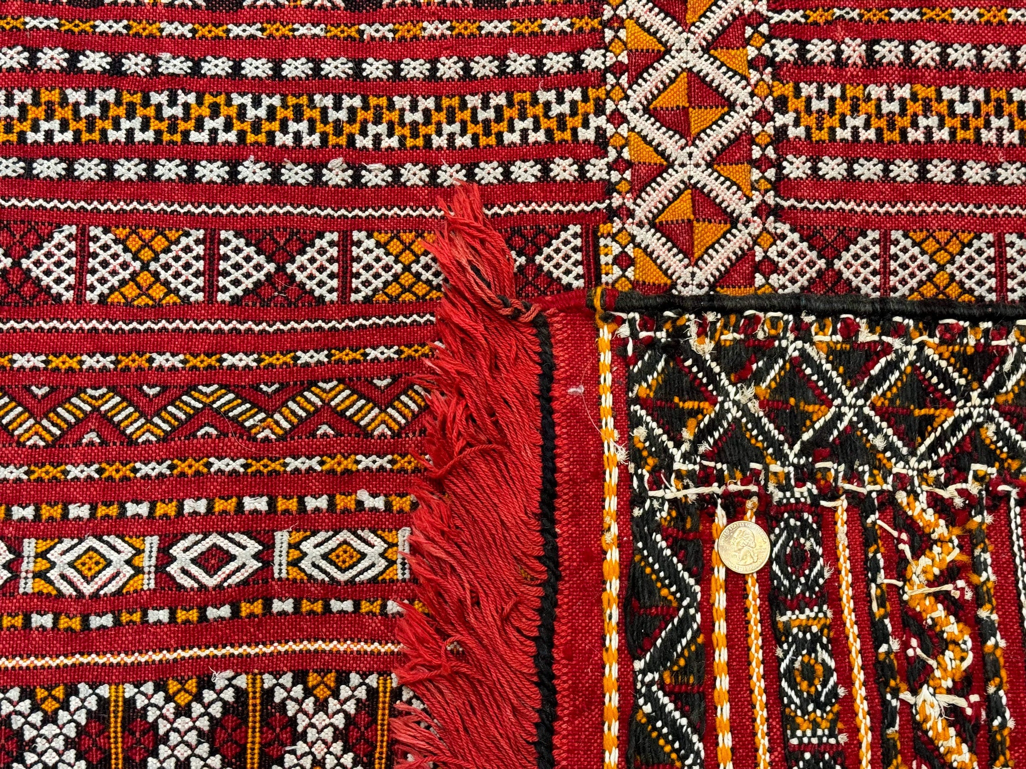 Moroccan Kilim Rug 4x8, Flatweave, Bohemian, Red Ivory Orange by Jewel Rugs