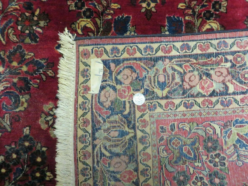 Persian Sarouk Rug 4x6, Red, Floral, Antique by Jewel Rugs