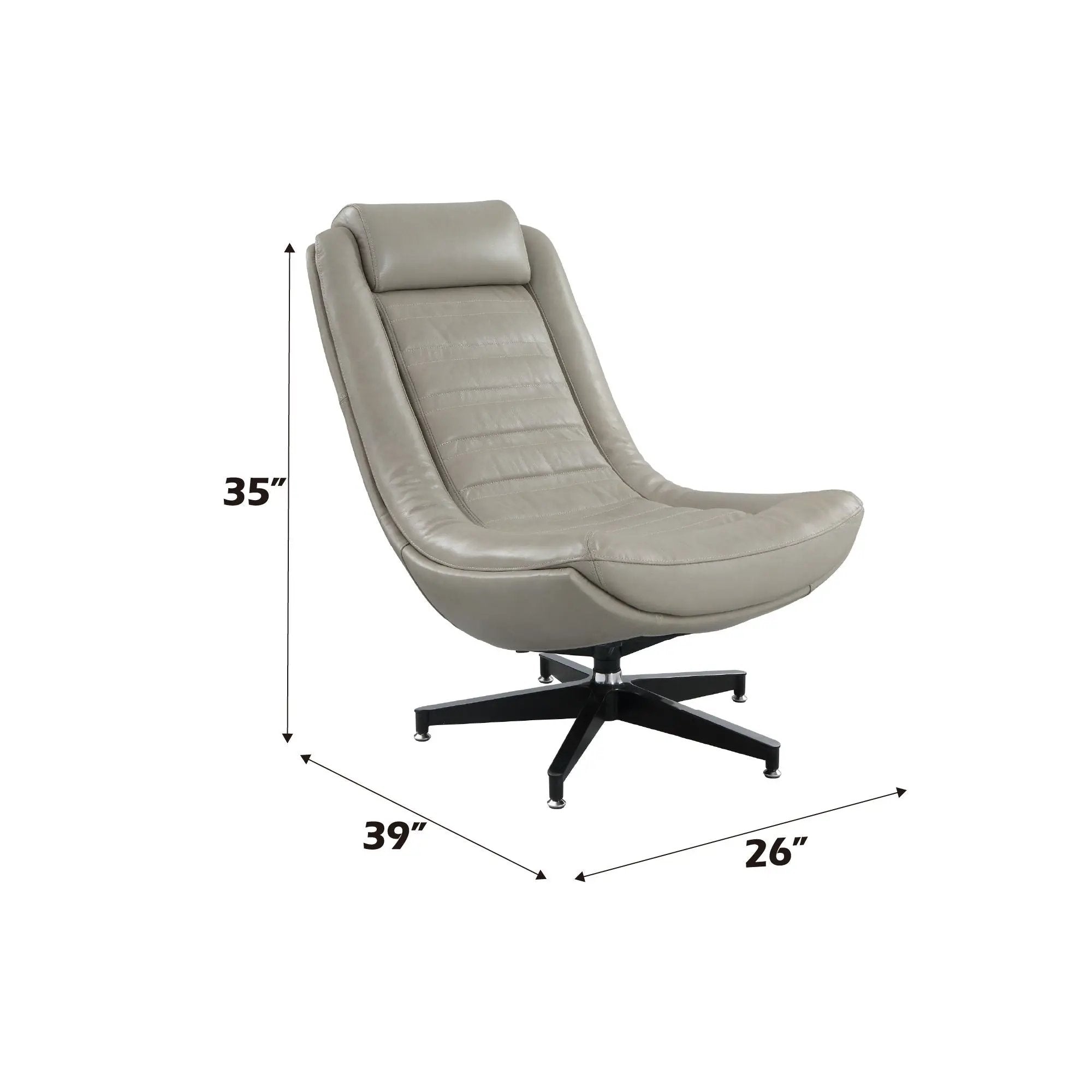Piran - Top Grain Leather Accent Chair With Swivel - Twilight by Unique Piece Furniture