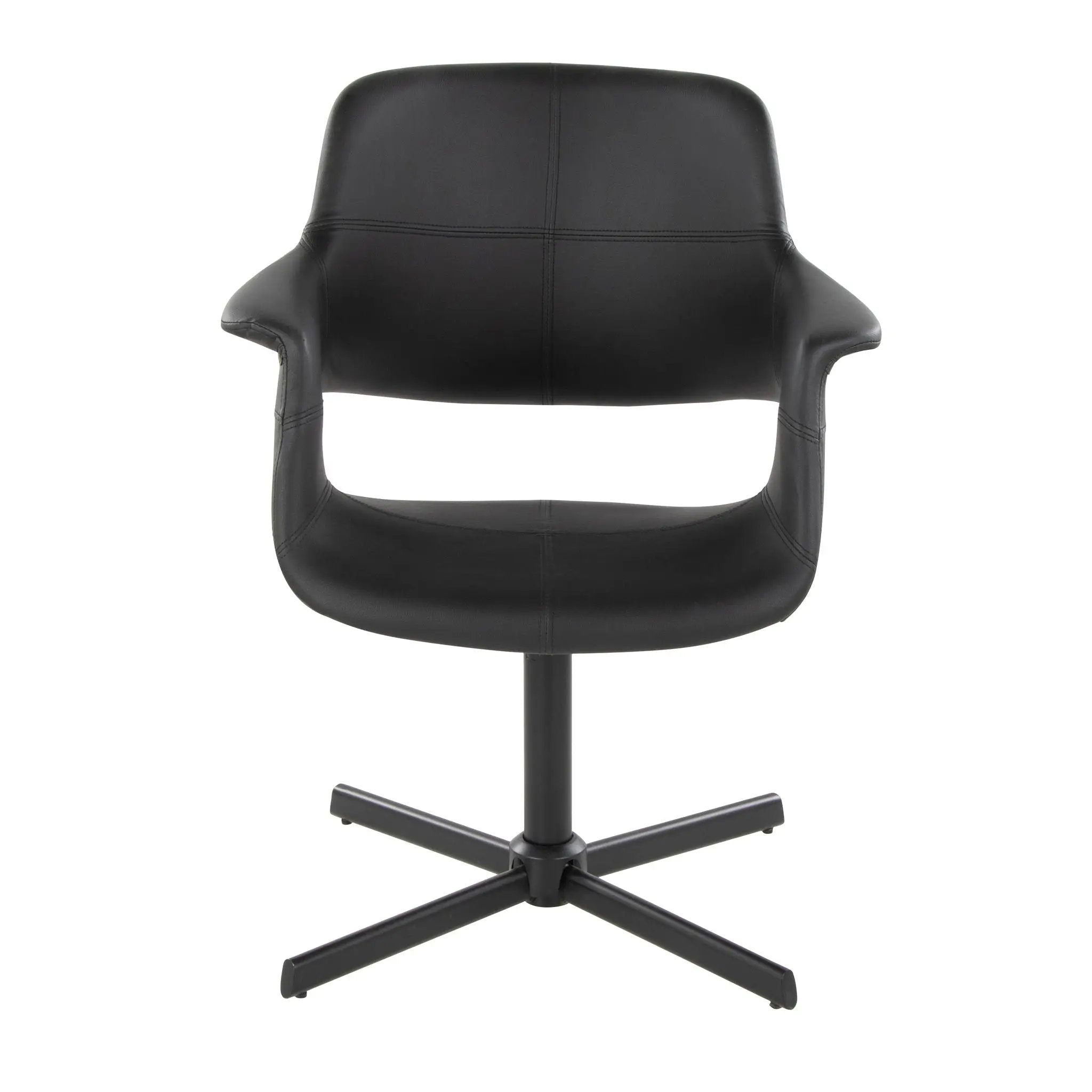 Vintage Flair - Mid-Century Modern Swivel Chair With X - Pedestal - Black by HouseOfZazla