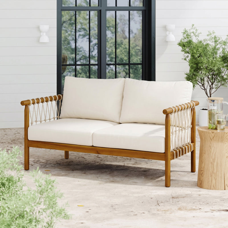 Teak Finish Acacia Wood Patio Seating, photo 2 of 10