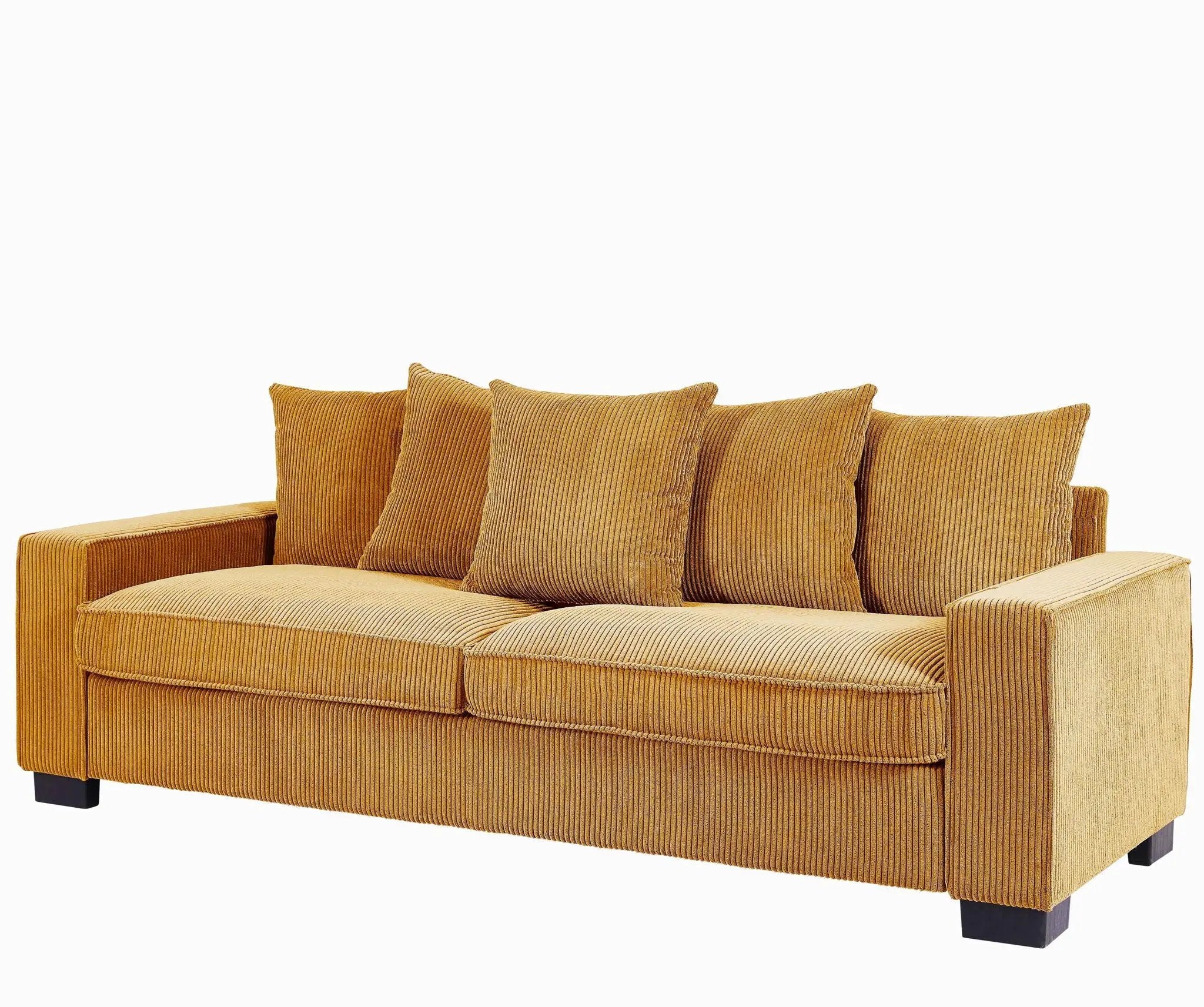 Luxe Sofa With 5 Matching Toss Pillows, Sleek Design, Spacious And Comfortable 3 Seater Couch by HouseOfZazla