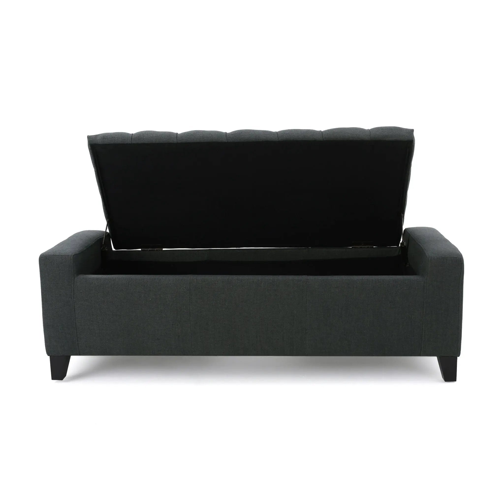 Contemporary Storage Ottoman With Tufted Top - Dark Gray by HouseOfZazla