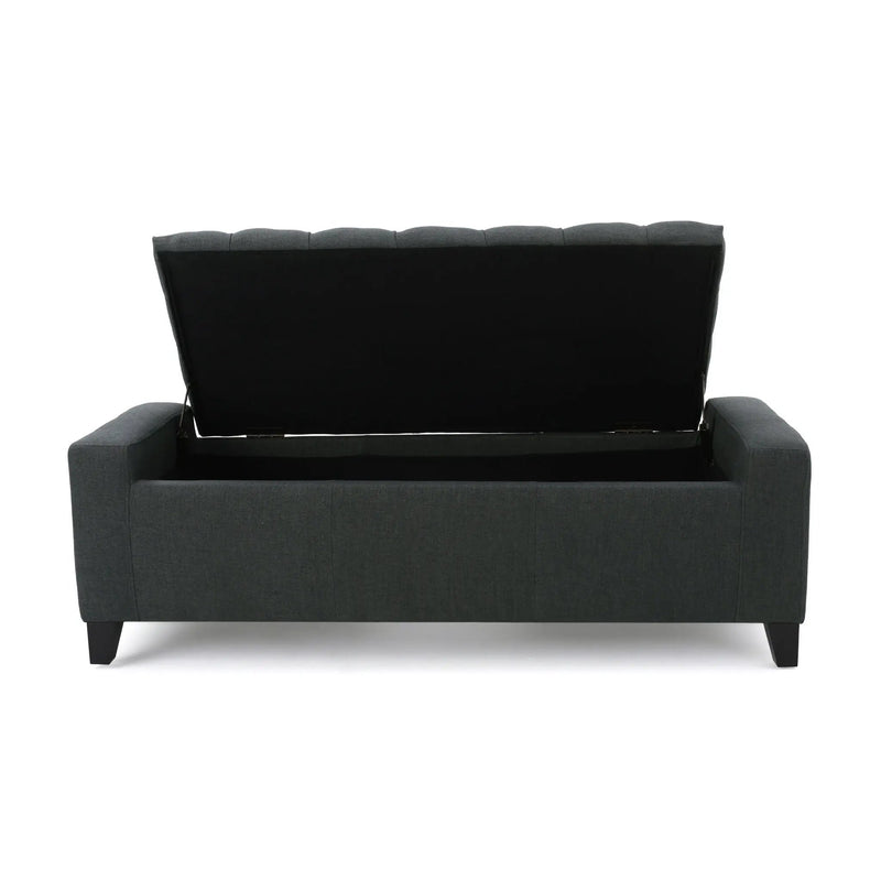 Contemporary Storage Ottoman With Tufted Top - Dark Gray by HouseOfZazla