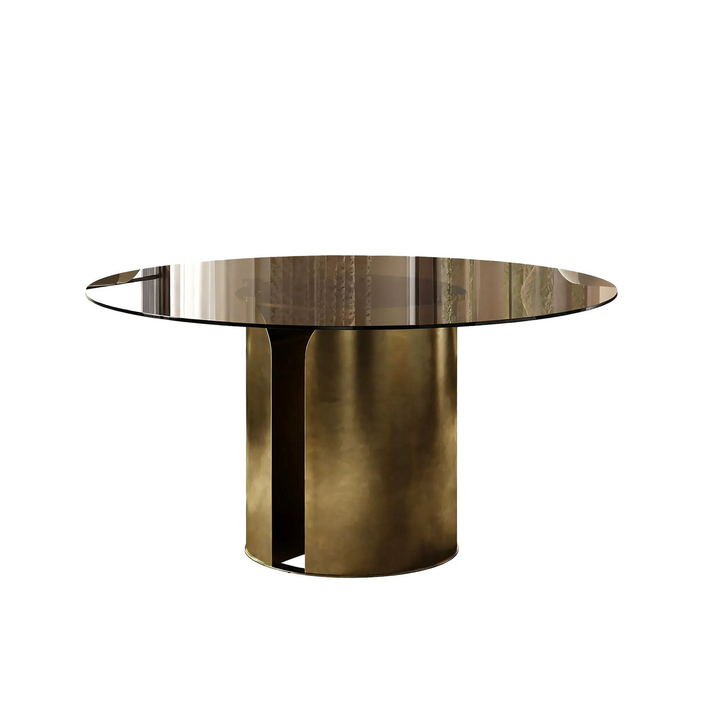 Modern Round Dining Table Set With Glass Top And Steel Legs by HouseOfZazla