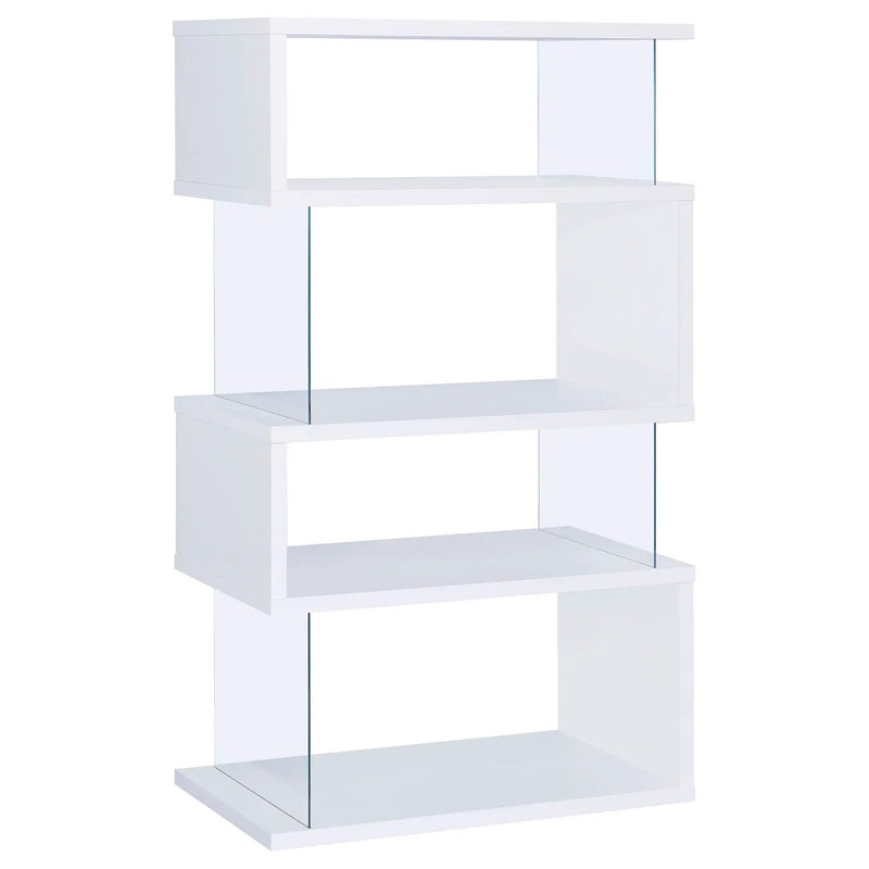 Emelle 63-inch 4-shelf Glass Panel Bookshelf White by Unique Piece Furniture