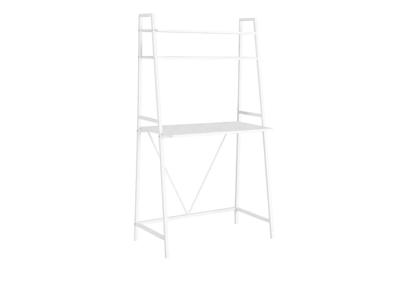Computer Desk for Home Office, Laptop & Storage Shelves - White by HouseOfZazla