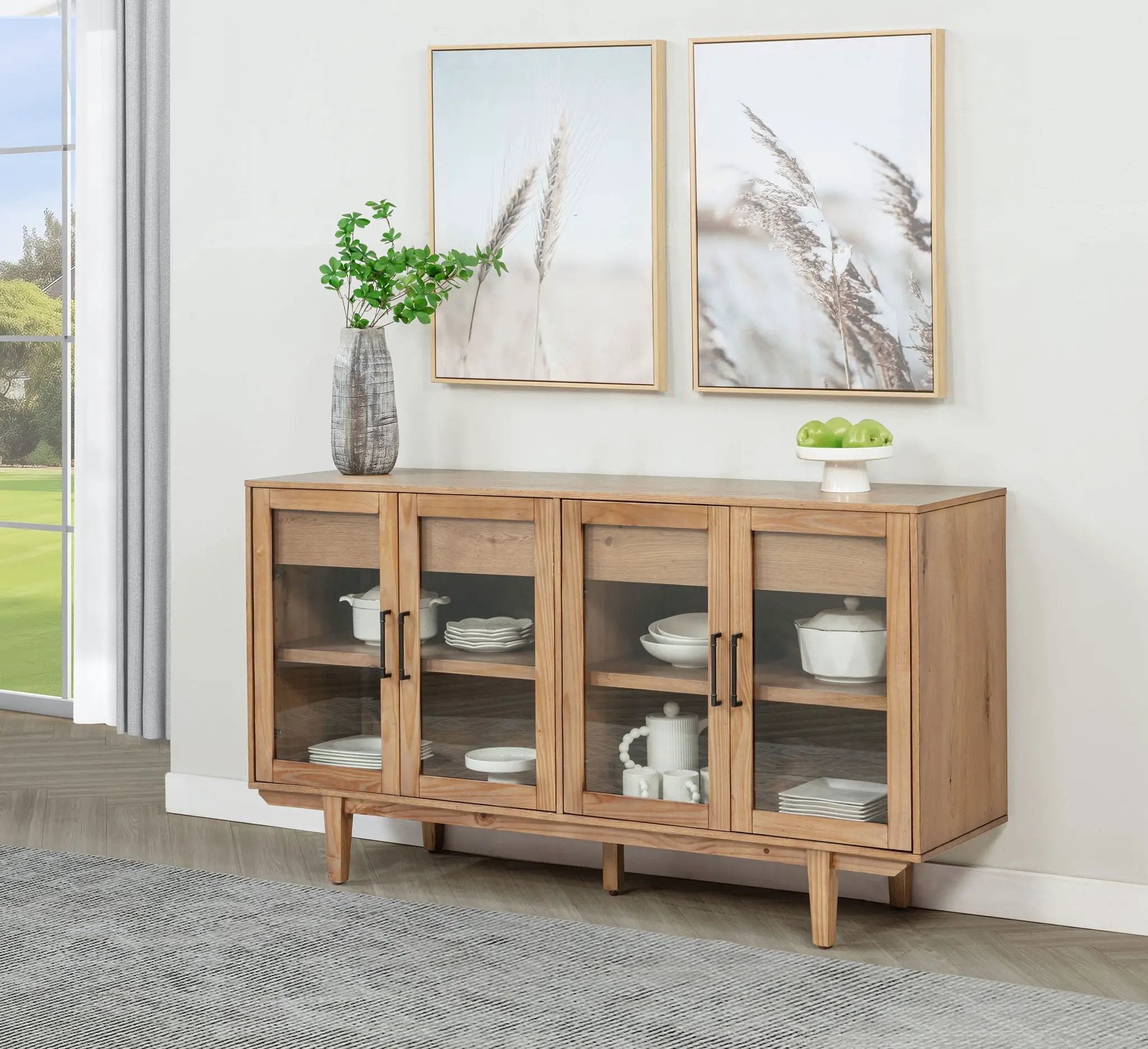 Middleton 4-door Sideboard Server with Dual Drawers Natural by Unique Piece Furniture