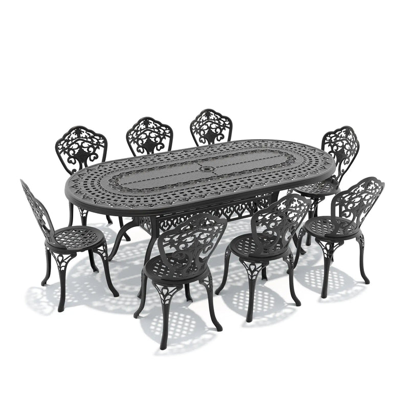 9-Piece Set Of All-Weather Cast Aluminum Dining Furniture Set With by HouseOfZazla