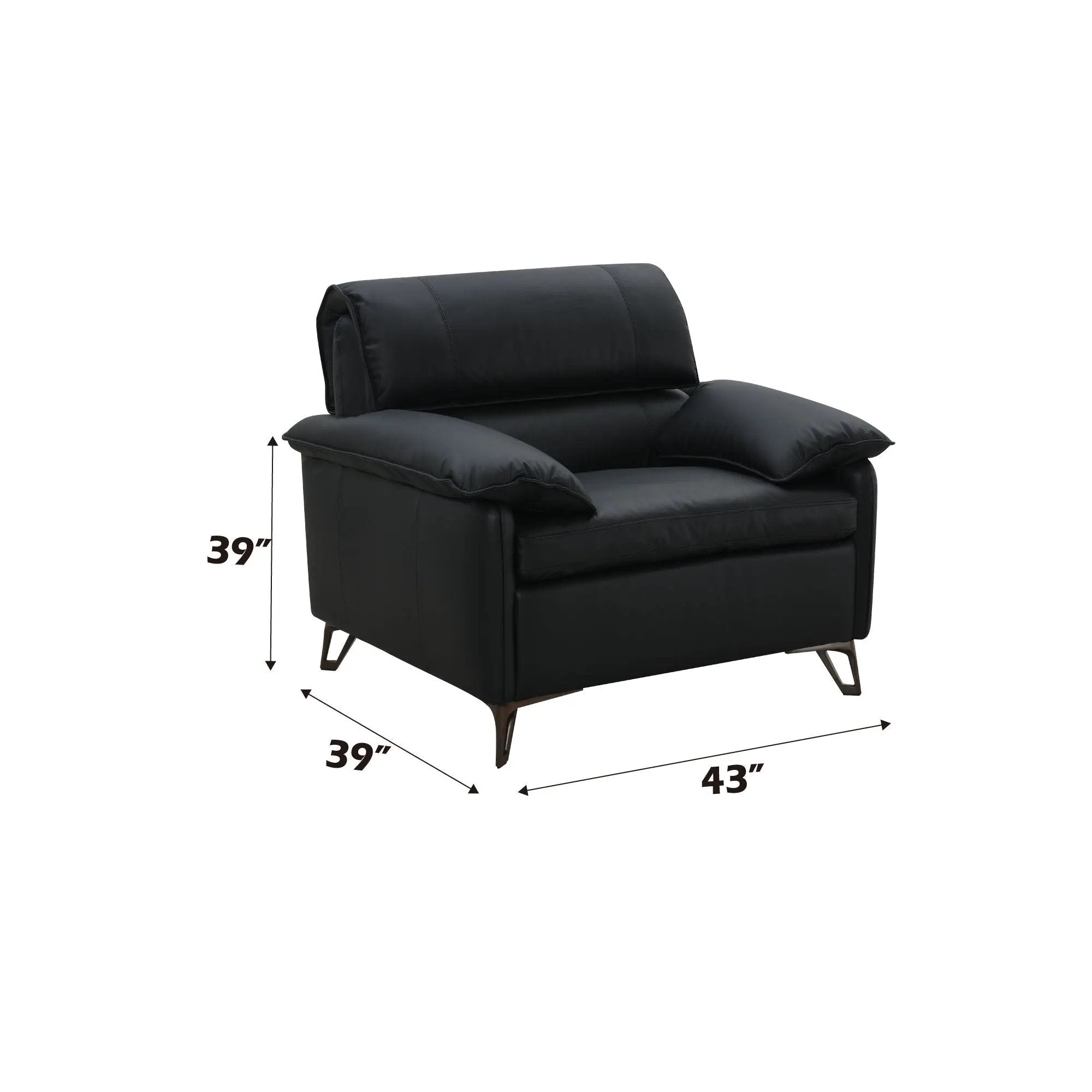 Eilene - Top Grain Leather Chair - Black by HouseOfZazla