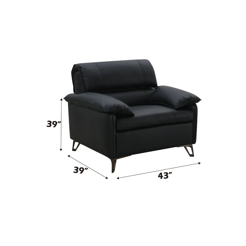 Eilene - Top Grain Leather Chair - Black by HouseOfZazla