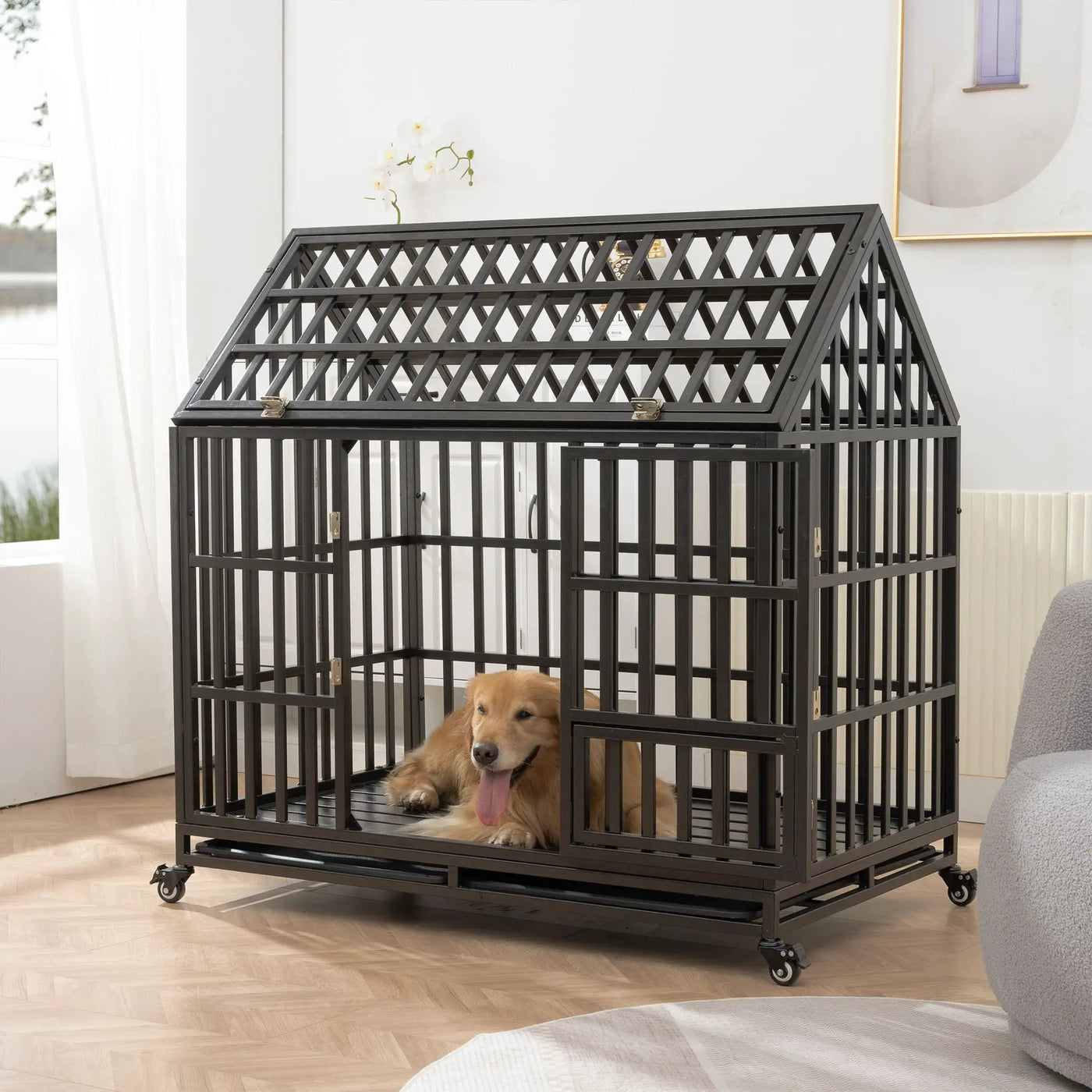 Heavy Duty Dog Crate Lockable Wheels by HouseOfZazla