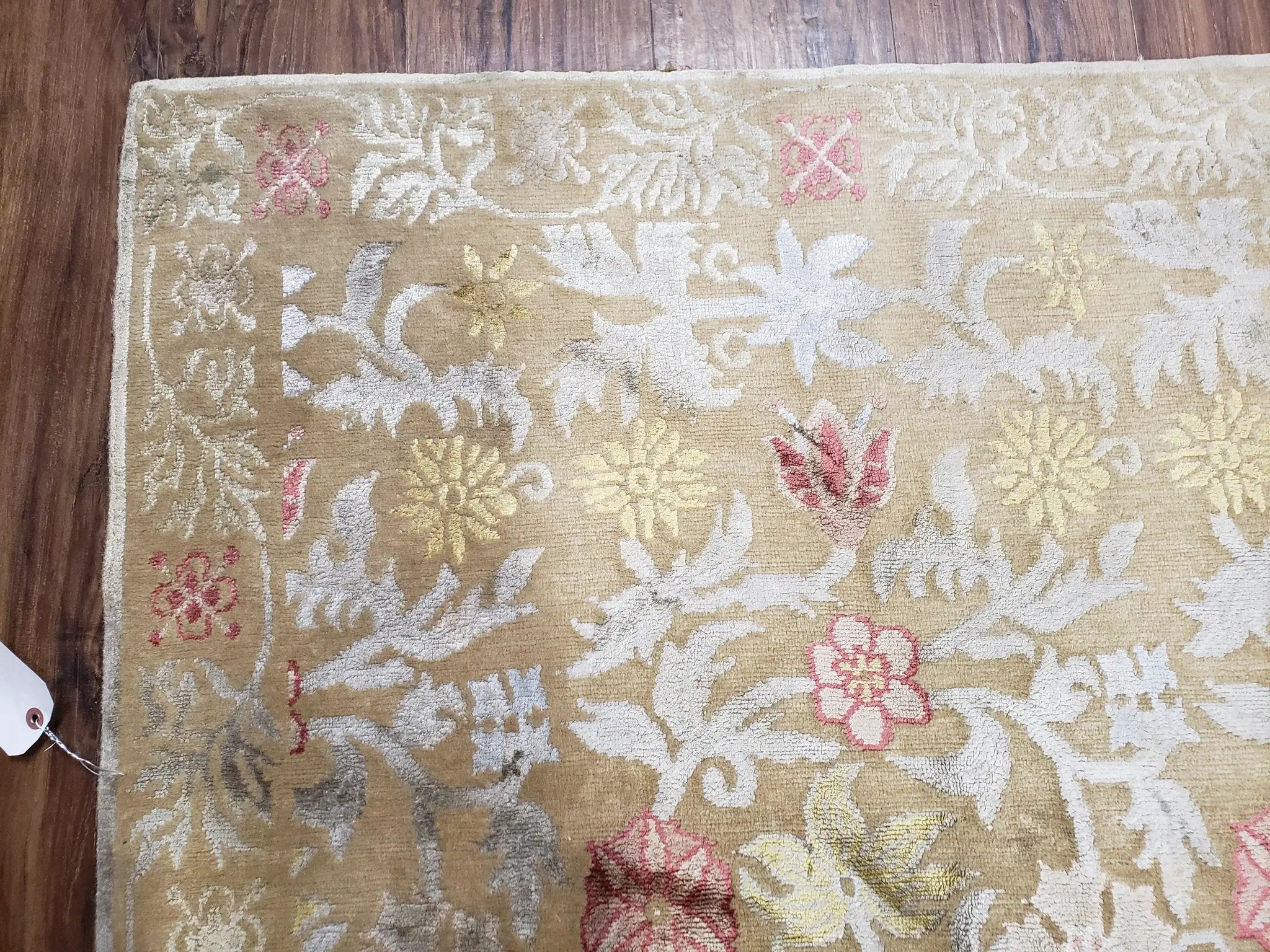 Modern Tibetan Rug 6x9, Wool and Silk Tibetan Rug, Handmade Tibetan Rug, Silk Flowers, Contemporary Rug, Soft Rug, Tibetan Area Rug, Tan by Jewel Rugs