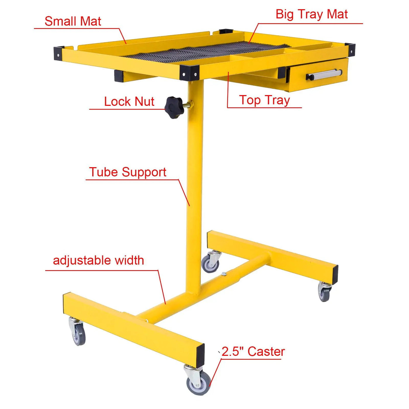 Adjustable Tear Down Work Table With Drawer For Garages, Repair Shops, And Diy, Portable, (4) 2.5" Swivel Casters, 220 Pound Capacity, Rubber Corners, Heavy Duty Steel by HouseOfZazla
