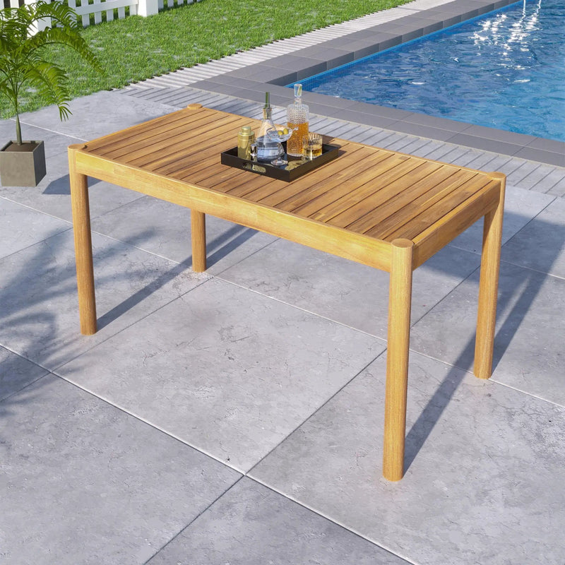 Classic Patio Dining Table, Acacia Wood - Light Teak by HouseOfZazla