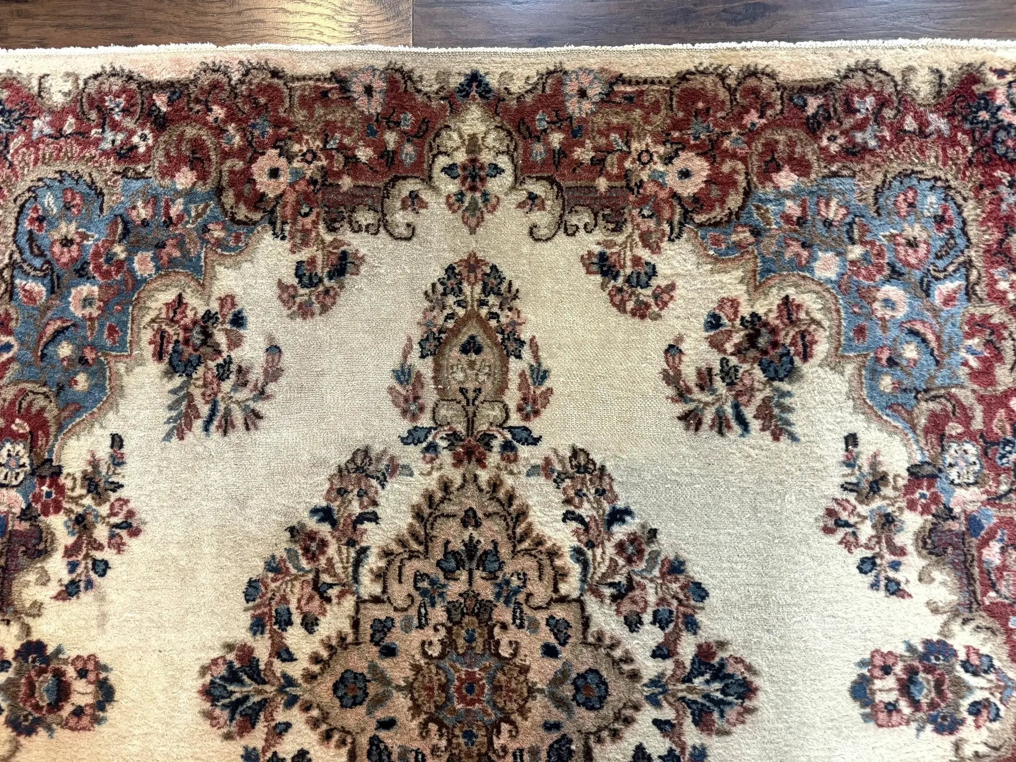 Square Persian Kerman Rug, Beige/Cream and Light Blue, Traditional Persian Rug, 5.5 x 5.5 ft by Jewel Rugs