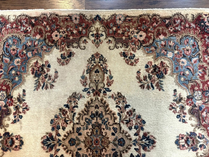 Square Persian Kerman Rug, Beige/Cream and Light Blue, Traditional Persian Rug, 5.5 x 5.5 ft by Jewel Rugs