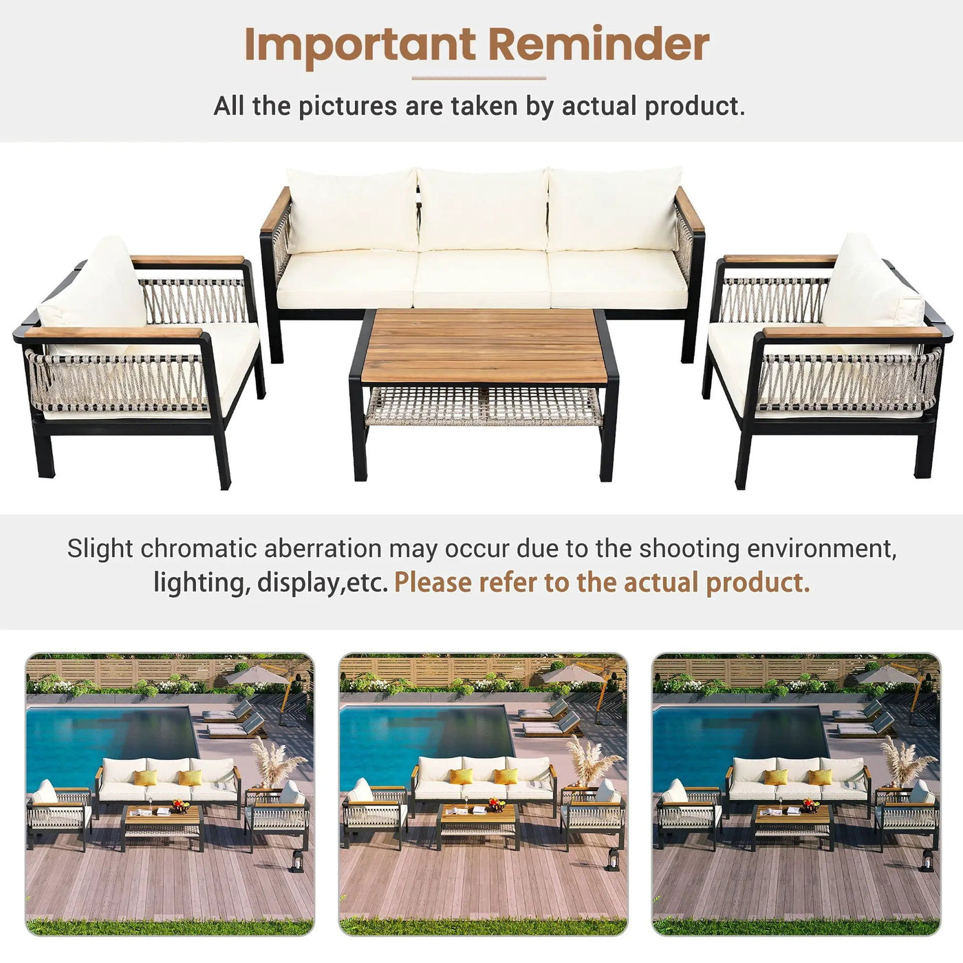 4 Pieces Outdoor Sectional Sofa Set 5 Person Patio Seating Group Outdoor Conversation Set With Cushions And A Coffee Table For Patios by HouseOfZazla
