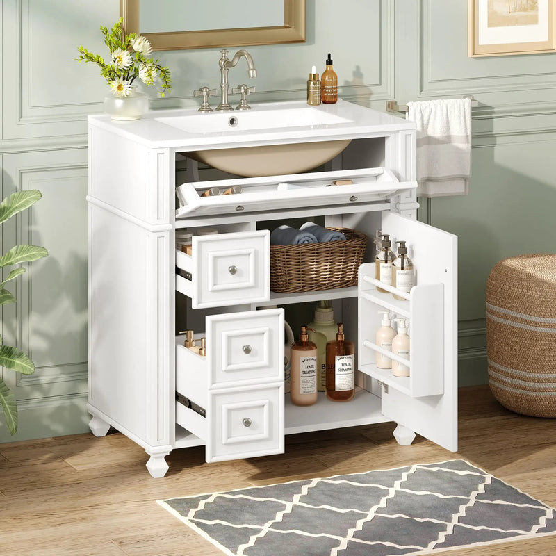 Bathroom Vanity Cabinet With Sink, Soft Close Doors With Door Organizer by Unique Piece Furniture